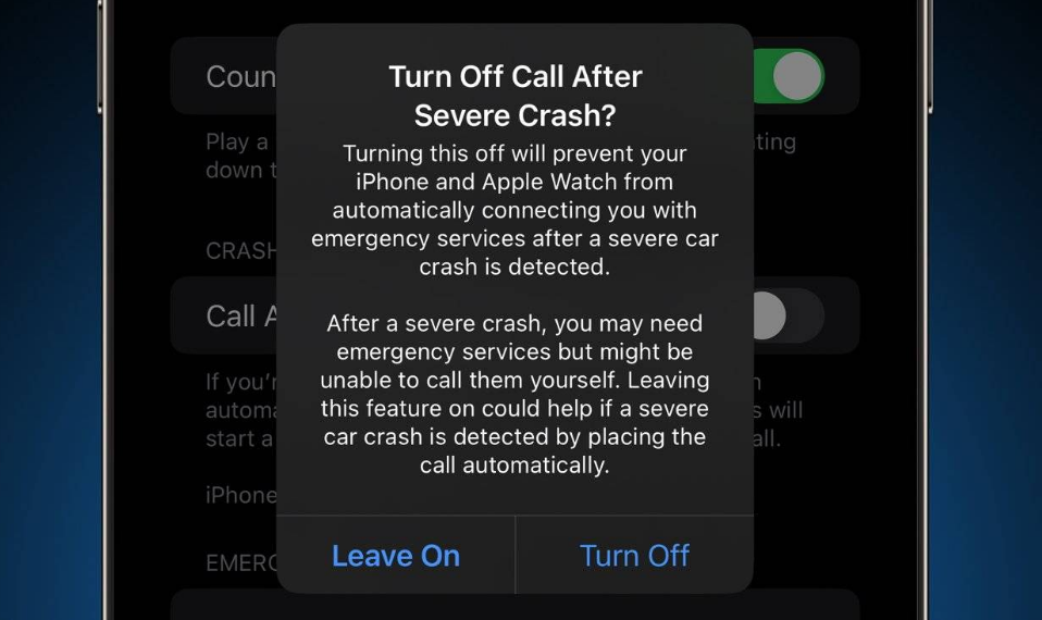 武冈苹果14维修分享 iPhone 14 和 Apple Watch 上关闭崩溃检测 