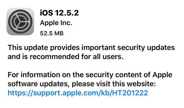 武冈苹果手机维修分享iOS12.5.2发布，建议所有老苹果用户安装 
